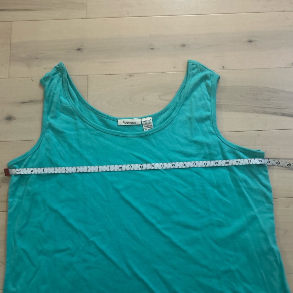 Roaman's 3X Relaxed Pullover Crochet Top And Tank Minty Teal Medallion Cotton - Picture 5 of 10